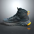 Black High Top Outdoor Boots With Yellow Accents And Non Slip Sole For Daily Wear