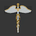 Ornamental Weapon Design With Golden Serpent Coiled Scepter And White Wings