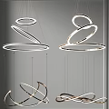 Modern Circular Ring Chandeliers With Illuminated Metal Frames And Hanging Design 3d model