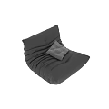 Modern Black Leather Single Chair With Pleated Design And Gray Cushion