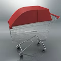 Smart Shopping Cart Public Facility With Blue Top Digital Screen And Metal Frame