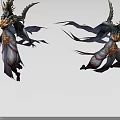 Horned Game And Movie Characters With Flowing Cape Ornamental Armor And Dynamic Poses