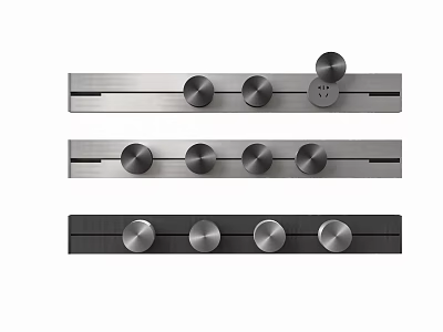 Three Stainless Steel Kitchen Control Strips With Round Knobs Modern Design 3d model