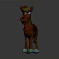 Cartoon Style Brown Horse Figure With Saddle Red Reins And White Hooves