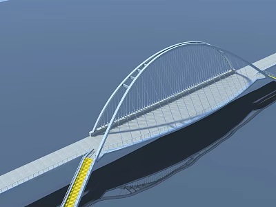 Modern Arch Bridge With Yellow Path And Water Reflection Design 3d model