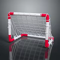 Red And White Frame Soccer Goal With White Net For Sports Activities