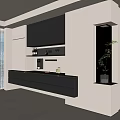 Modern Black And White Sideboard With Cabinets Drawers Shelves And Decorative Items