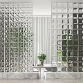 Modern Glass Block Room Dividers With Textured And Grid Patterns In Interior Space