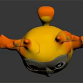 Adorable Cartoon Mythical Creature With Yellow Body Orange Antlers And Gray Mask