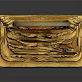 Traditional Ornate Decorative Object With Golden Carved Base And Round Jade Top
