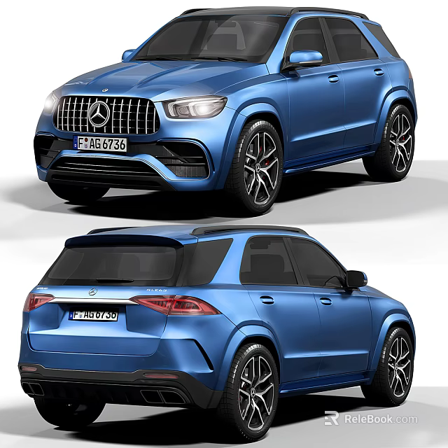 Blue Mercedes Benz SUV With Sporty Design And Alloy Wheels Front Rear Views 3d model 