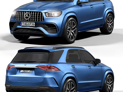Blue Mercedes Benz SUV With Sporty Design And Alloy Wheels Front Rear Views 3d model