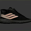 Black Sports Sneakers With Pink Stripes And Wavy Sole Design For Casual Wear