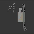 Industrial Structure Setup With Platform Control Console Slide And Red Elements