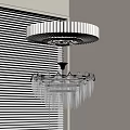 Elegant Modern Chandelier With White Circular Ceiling Plate And Clear Glass Pendants In Bright Interior