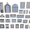 Various Window Models With Different Architectural Shapes And Designs On 3d model