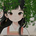 Artistic Scenic Wall With Lush Green Vines And Girl Painting Design