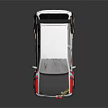 Modified White Rally Car Featuring Black Rear Spoiler Blue Front Section And Colorful Graphics