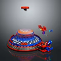 Colorful Mechanical Toy Set With Round Base Transparent Top And Flying Components
