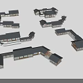 Ancient Architecture Models With Traditional Tile Roofs And Courtyard Layouts 3d model