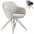 Light Gray Velvet Accent Chair with Curved Armrests and Geometric Metal Legs