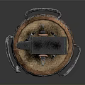 Black Iron Anvil Placed On Wooden Barrel With Metal Hoops For Blacksmith Work