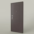 Modern Dark Brown Swing Doors With Grid Pattern And Metal Handle 3d model
