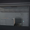 Gray Metal Entrance Gate For Industrial Control Room With Control Panel And Vents