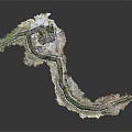 Organic Winding Rock Structure Covered With Green Moss And Textured Surface