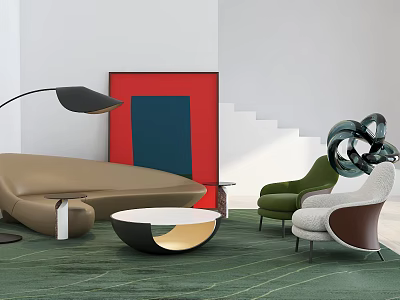 Modern Sofa Coffee Table Combination Special-shaped Sofa 3d model
