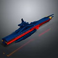 Blue And Red Sci Fi Spaceship Model With Streamlined Structure And Details 3d model