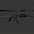 Assault Rifle With Wooden Grip Stock Metal Barrel Magazine And Bullets