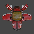 Red Detailed Animated Airplane with Number 8 Propeller and Cartoon Style