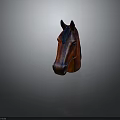 Artistic Red And Black Horse Head Sculpture With Polished Surface On Dark Background