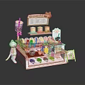 Cute Dessert Showcase Shelves With Glass Jars Pastry Display And Decorative Sign