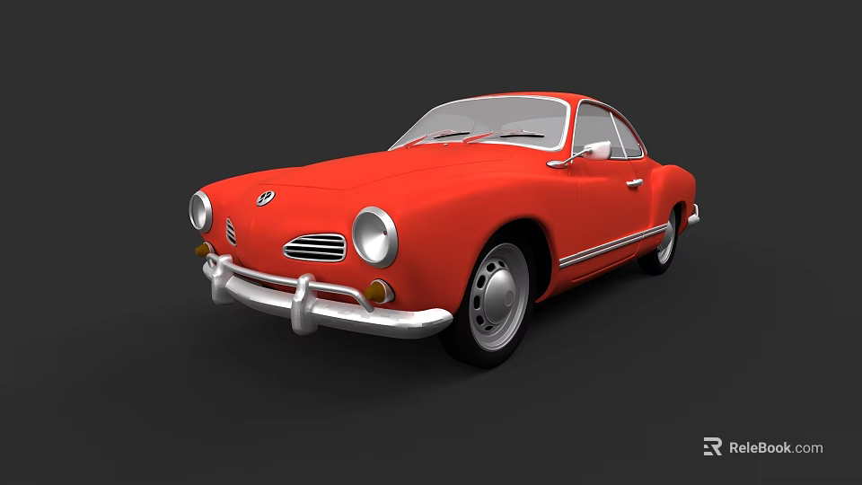 Red Vintage Classic Car With Retro Front Grille And Sleek Body Design 3d model 