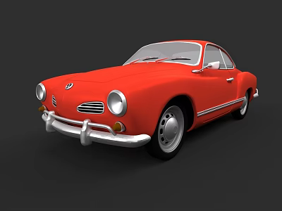 Red Vintage Classic Car With Retro Front Grille And Sleek Body Design 3d model