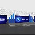 Intelligent Stage With Blue Lighting Digital Era Screens And Co Growth Theme