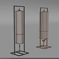 Modern Elegant Floor Lamps With Black And Gold Metal Frames And White Fabric Shades