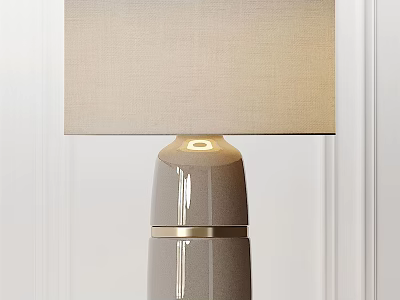Modern Table Lamp With Beige Lampshade And Gray Metallic Base Design 3d model