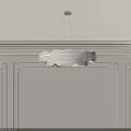 Modern Minimalist White Cloud Shaped Glass Chandelier In Elegant Interior With Decorative Moldings