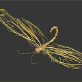 Golden Dragonfly Wire Art Sculpture with Intricate Wings and Curved Body