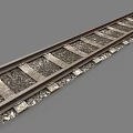 Detailed Railway Track With Wooden Sleepers Gravel Ballast And Steel Rails