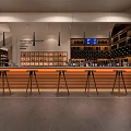 Modern Bar Interior Featuring Wooden Counter Bar Stools Wine Racks And Pendant Lights