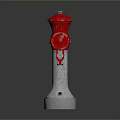 Red Fire Hydrant With Silver Base And Metallic Structure Design 3d model