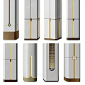 Various Stylish White Columns Featuring Golden Accents Different Bases and Decorative Designs