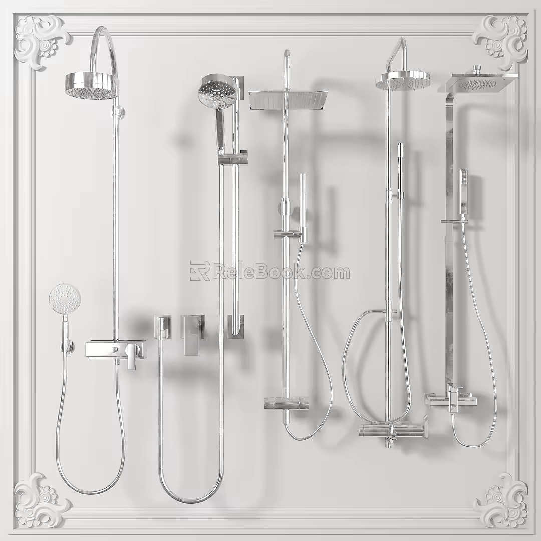 Modern Shower Waterspout Combination 3d model