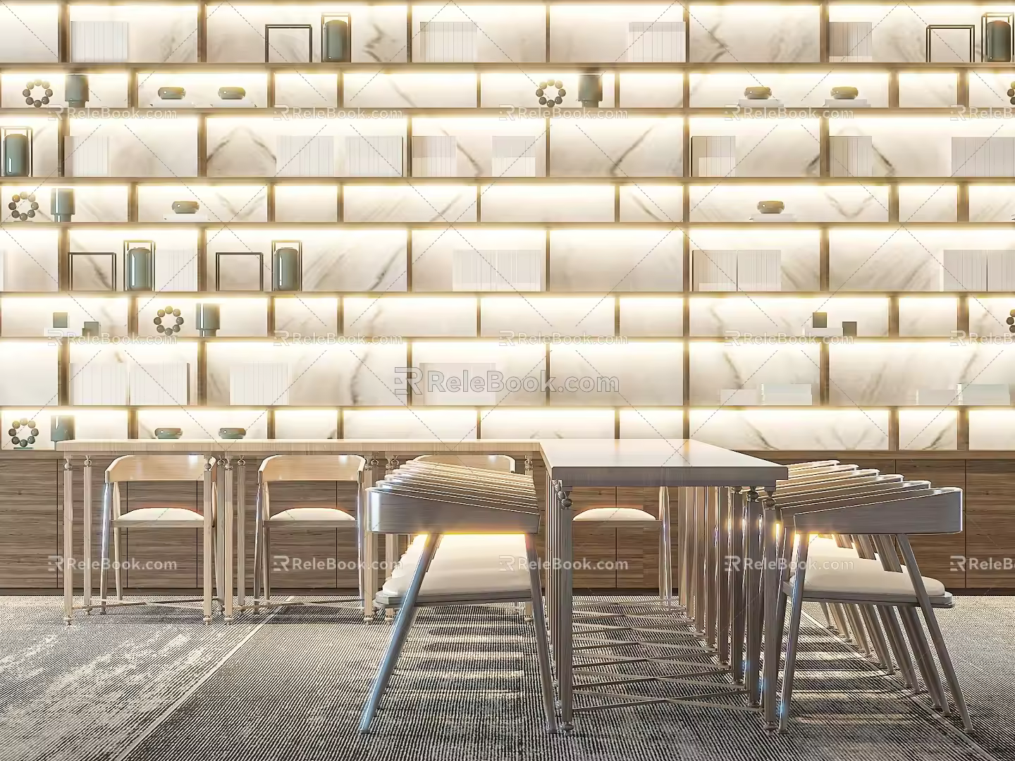 Table and chair combination 3d model