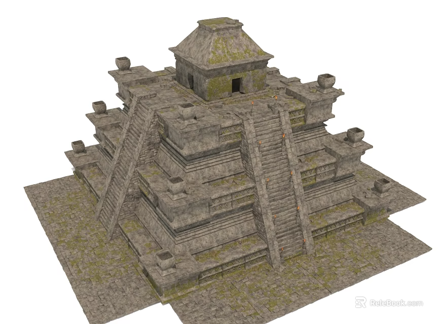 Ancient Architecture Featuring Pyramid Structure With Multiple Stepped Layers Stone Construction And Small Top Building 3d model 