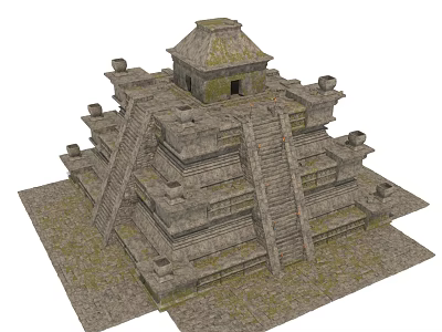 Ancient Architecture Featuring Pyramid Structure With Multiple Stepped Layers Stone Construction And Small Top Building 3d model